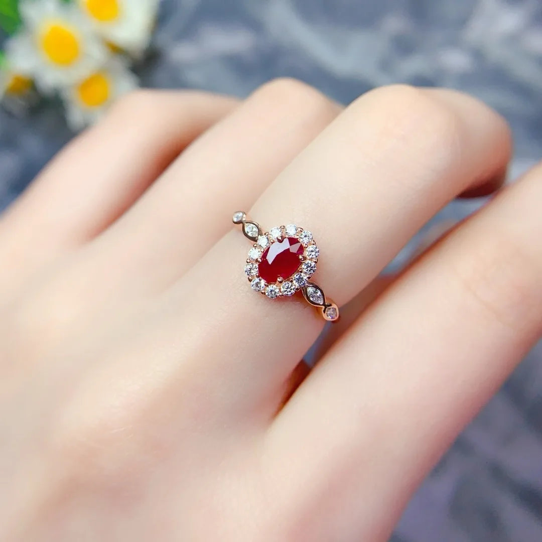 Alluring Elegant Natural Ruby S925 Silver Ring for Women Sophisticated Gemstone Jewelry From Designer Design
