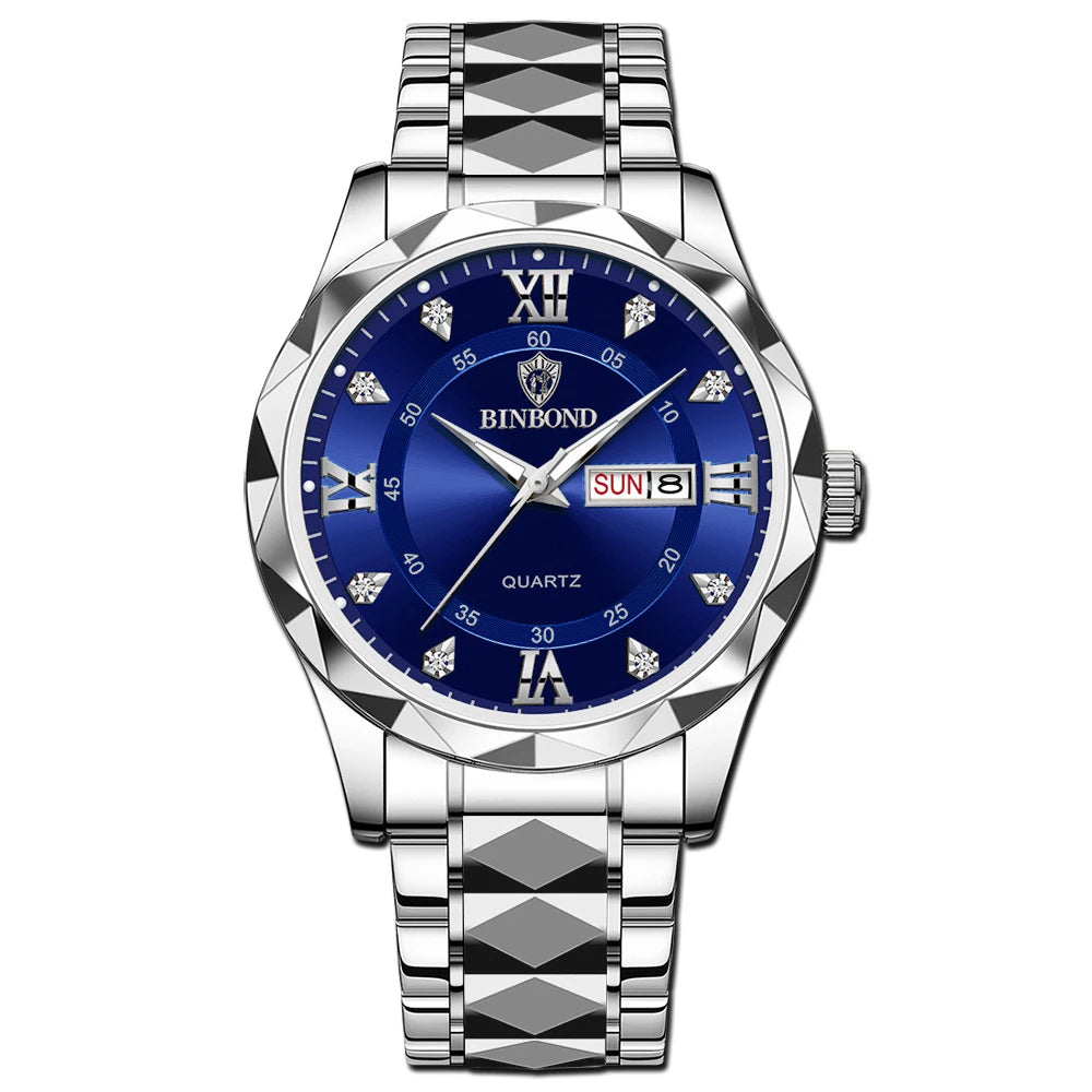 New Gold Business Leather Casual Diamond Clock Men Luxury Watch Automatic Watches Mens Fashion Quartz Wristwatches Orologi Uomo