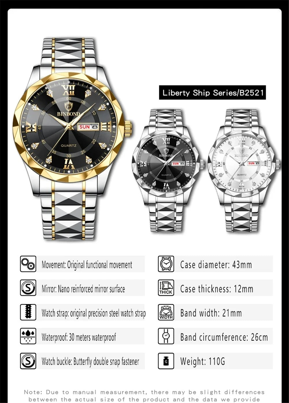 New Gold Business Leather Casual Diamond Clock Men Luxury Watch Automatic Watches Mens Fashion Quartz Wristwatches Orologi Uomo