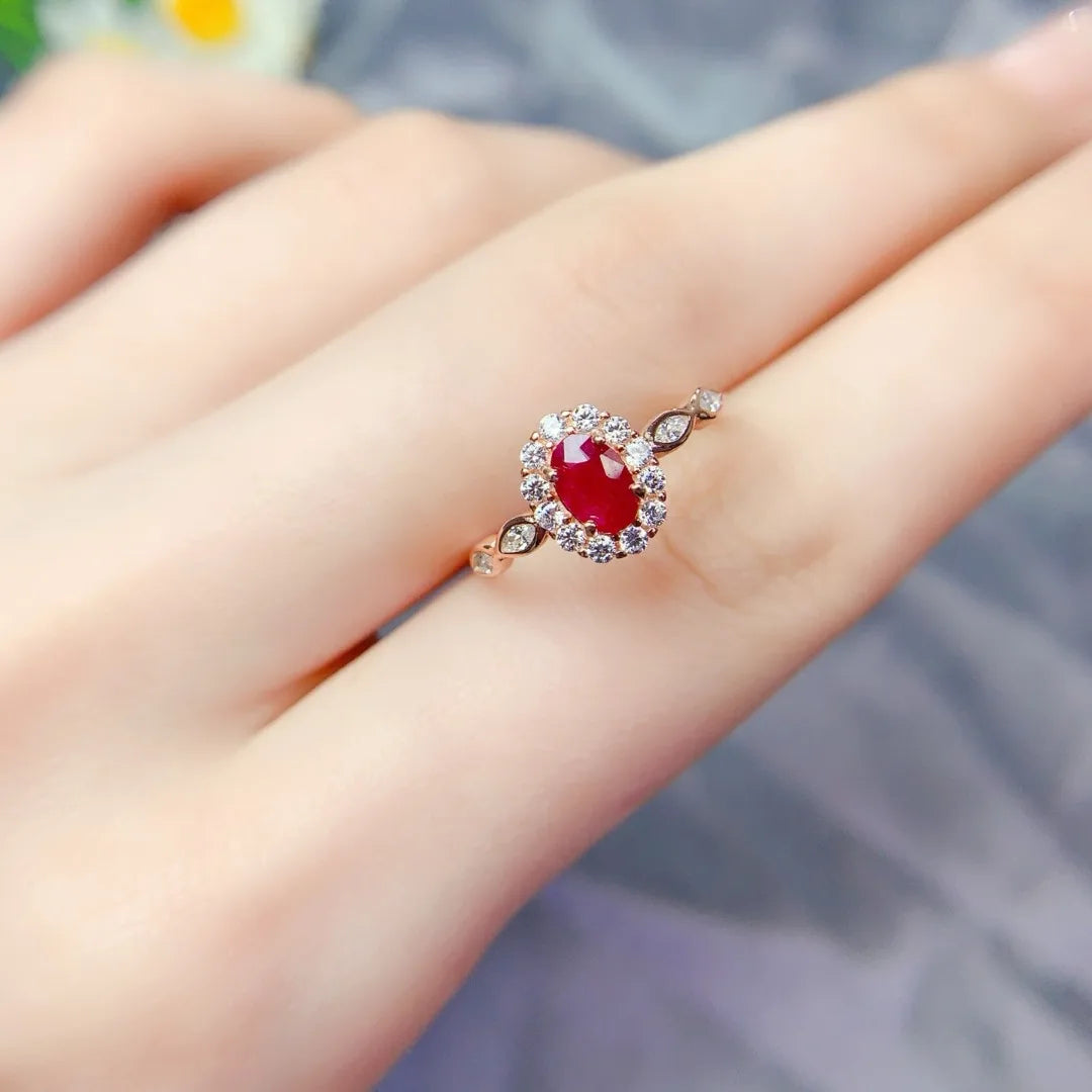 Alluring Elegant Natural Ruby S925 Silver Ring for Women Sophisticated Gemstone Jewelry From Designer Design