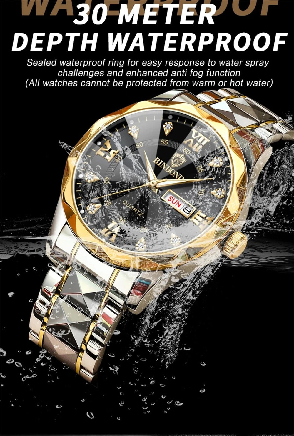 New Gold Business Leather Casual Diamond Clock Men Luxury Watch Automatic Watches Mens Fashion Quartz Wristwatches Orologi Uomo