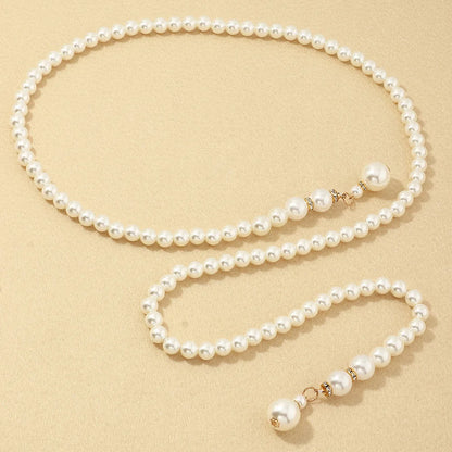 Women's Waist Chain Fashion Thin Belt Luxury Pearl Waist Chain for Dress Fringes Decoration Bohemia Pendant Belt Body Jewelry