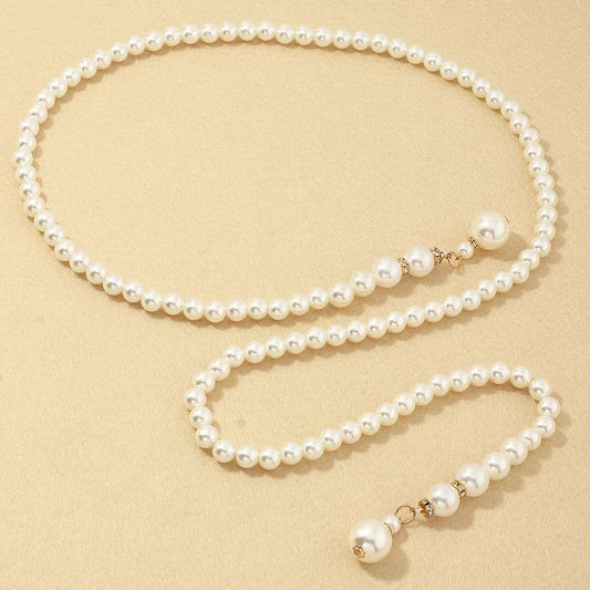 Women's Waist Chain Fashion Thin Belt Luxury Pearl Waist Chain for Dress Fringes Decoration Bohemia Pendant Belt Body Jewelry
