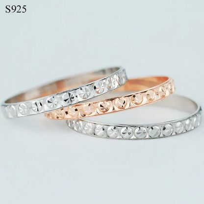 100% Genuine Real Pure Solid 925 Sterling Silver Rings for Women Jewelry Rose Gold Female Round Circle Finger Ring