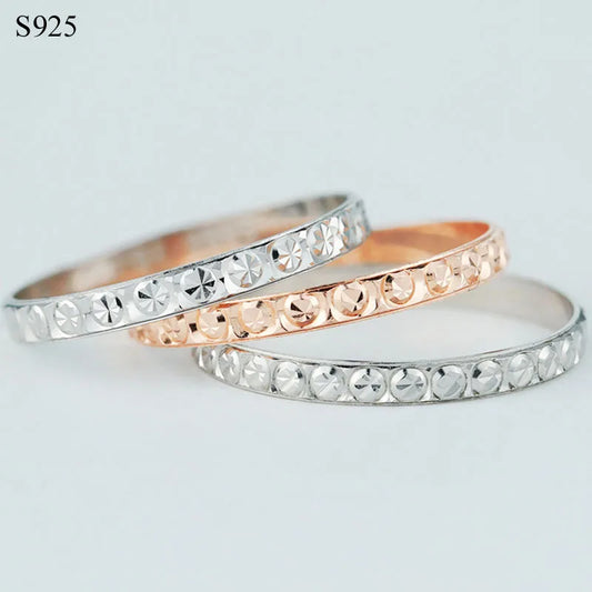 100% Genuine Real Pure Solid 925 Sterling Silver Rings for Women Jewelry Rose Gold Female Round Circle Finger Ring