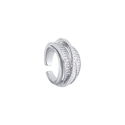 Silver Color Rhinestone Ring Multi-layer Winding Rings for Women Wedding Full Zircon Finger Rings Fashion Jewelry Gifts