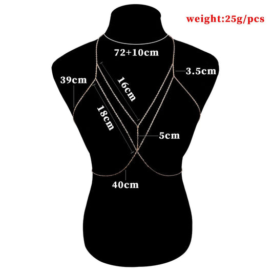 Sex Staggered Body Chain For Women Simple Gold Color Layered Chain Body Jewelry Women Summer Breast Chain