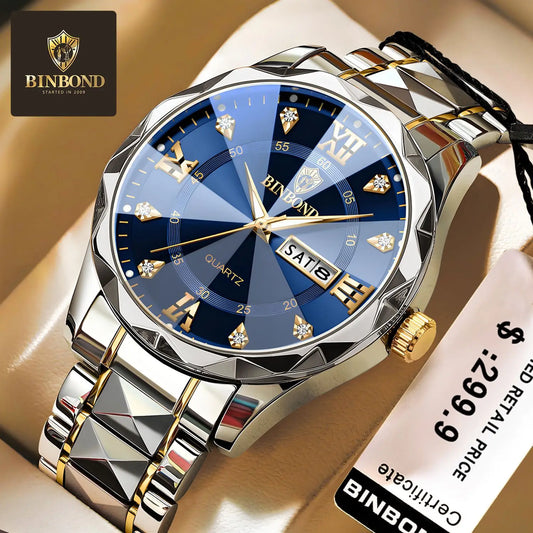New Gold Business Leather Casual Diamond Clock Men Luxury Watch Automatic Watches Mens Fashion Quartz Wristwatches Orologi Uomo