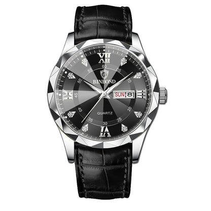 New Gold Business Leather Casual Diamond Clock Men Luxury Watch Automatic Watches Mens Fashion Quartz Wristwatches Orologi Uomo