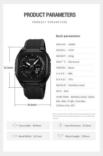 SKMEI 2328 Horloges Man Business Orologi Digital Electronic Watch Fashion Sports Watches Men Waterproof Wristwatch Alarm Clock