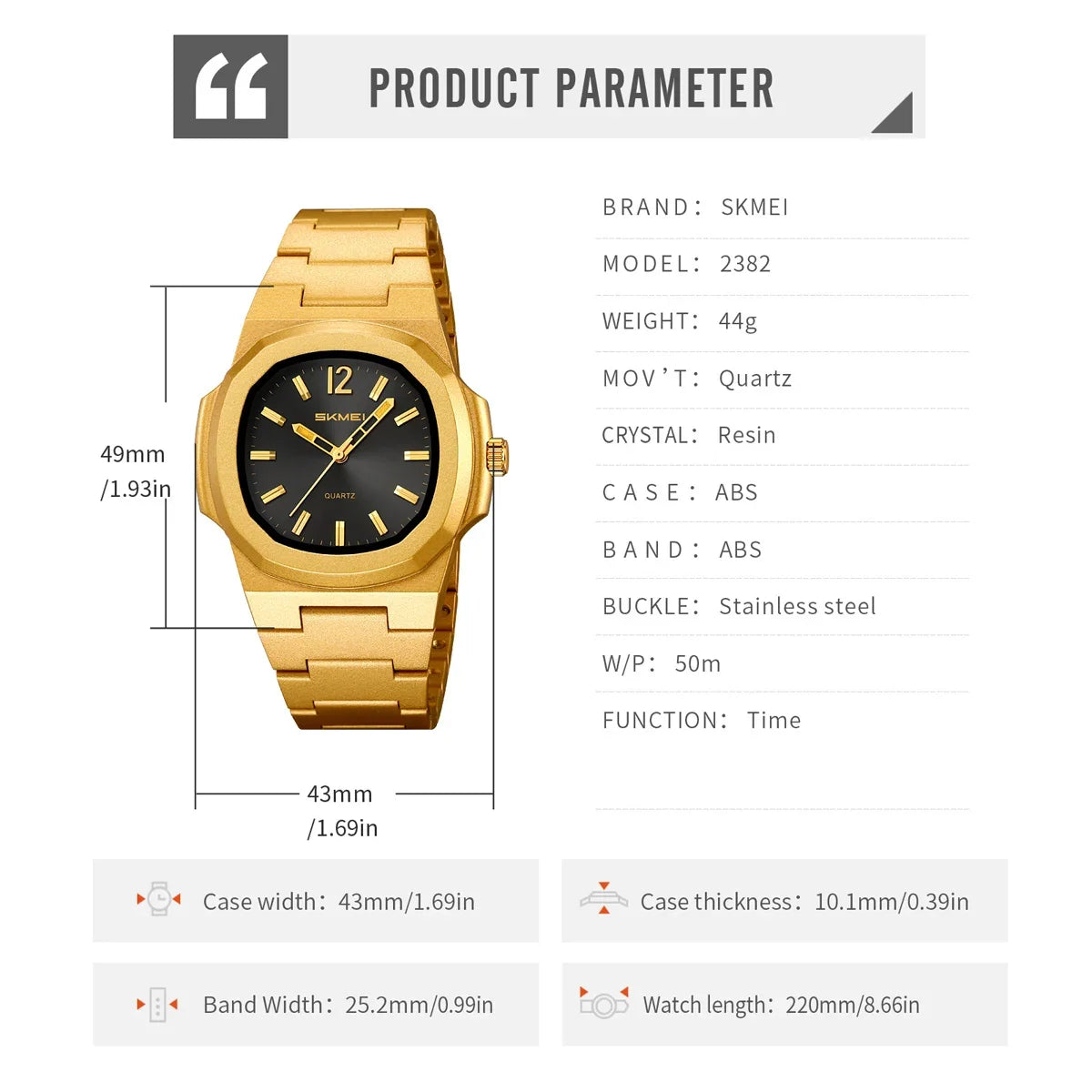 SKMEI 2382 Business Orologi Movement Quartz Watches Sports Men Women Waterproof Wristwatch Fashion Clock Horloges Mannen