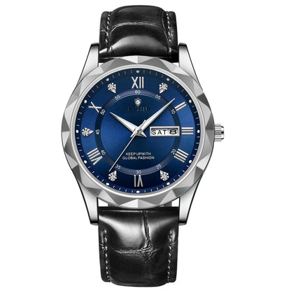 New Gold Business Leather Casual Diamond Clock Men Luxury Watch Automatic Watches Mens Fashion Quartz Wristwatches Orologi Uomo