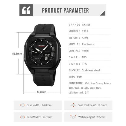 SKMEI 2328 Horloges Man Business Orologi Digital Electronic Watch Fashion Sports Watches Men Waterproof Wristwatch Alarm Clock