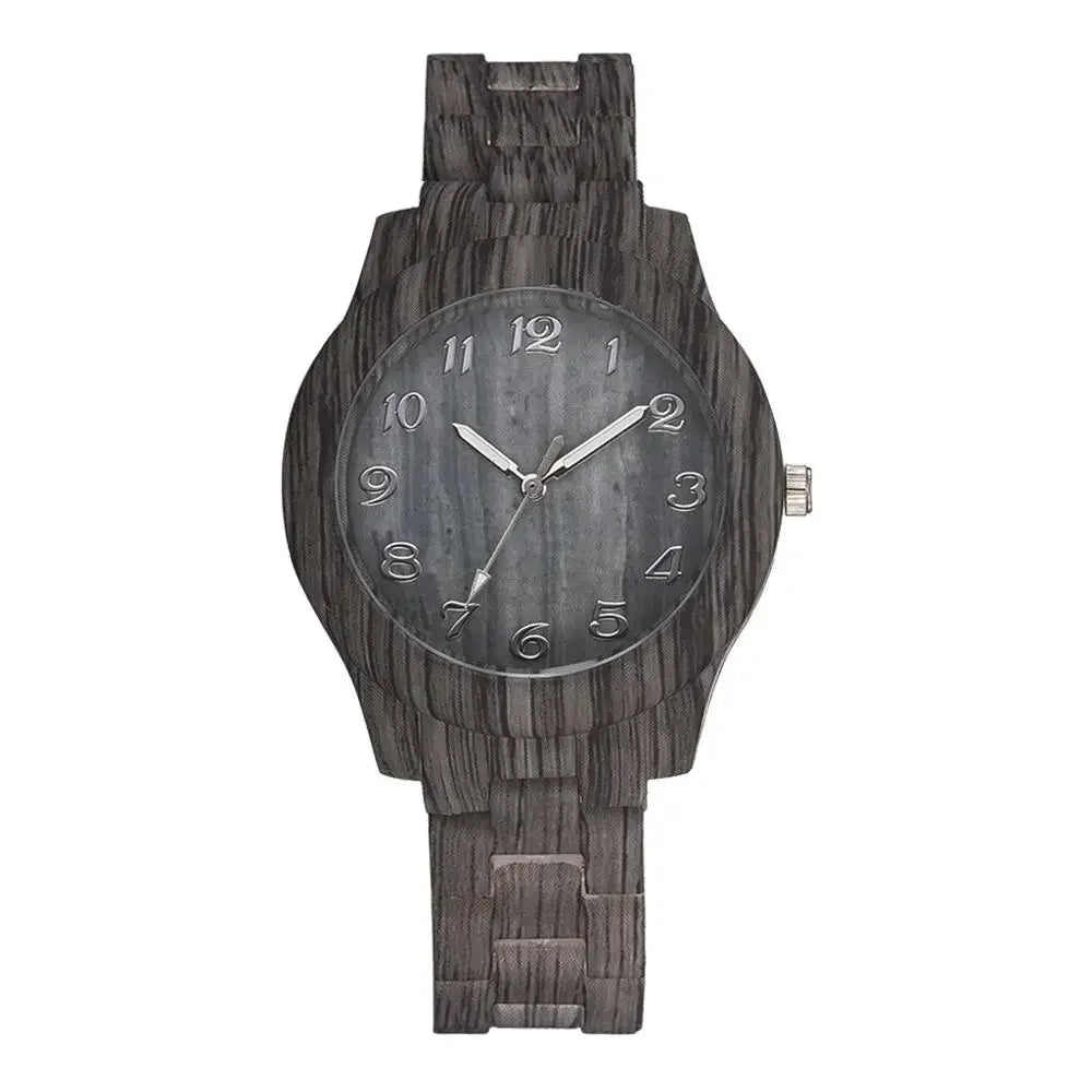 2024 Couple Fashion Luxury Men and Women Quartz Watch Wood Grain Retro Simple Silicone Dial Clocks Silicone Black Strap Orologi