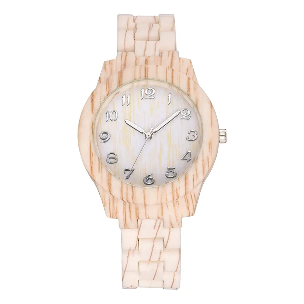 2024 Couple Fashion Luxury Men and Women Quartz Watch Wood Grain Retro Simple Silicone Dial Clocks Silicone Black Strap Orologi