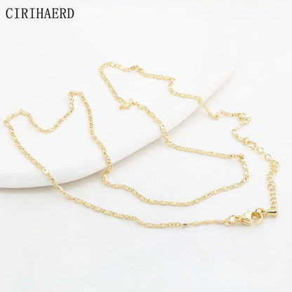 Women's Necklace Chain 14K Gold Plated Fashion Pendant Connecting Chains For DIY Jewelry Making Supplies Length Adjustable Chain