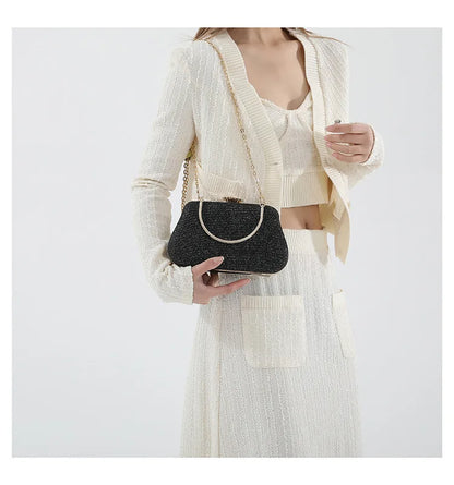 Luxury High Design Women Evening Bag Brand Party Banquet Glitter Bag for Ladies Wedding Clutch Handbag Shoulder Bag Chain Bolsas