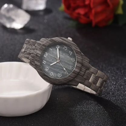 2024 Couple Fashion Luxury Men and Women Quartz Watch Wood Grain Retro Simple Silicone Dial Clocks Silicone Black Strap Orologi