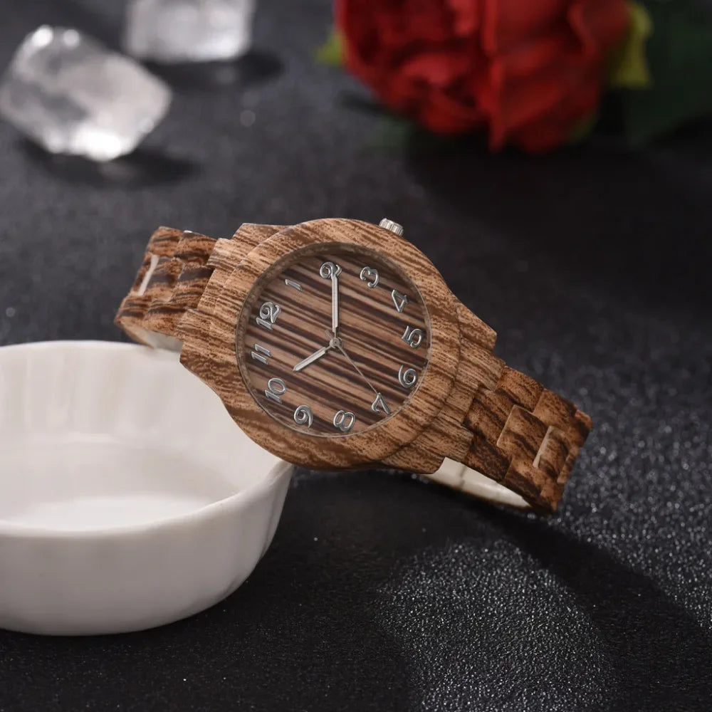 2024 Couple Fashion Luxury Men and Women Quartz Watch Wood Grain Retro Simple Silicone Dial Clocks Silicone Black Strap Orologi