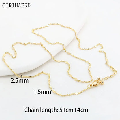 Women's Necklace Chain 14K Gold Plated Fashion Pendant Connecting Chains For DIY Jewelry Making Supplies Length Adjustable Chain