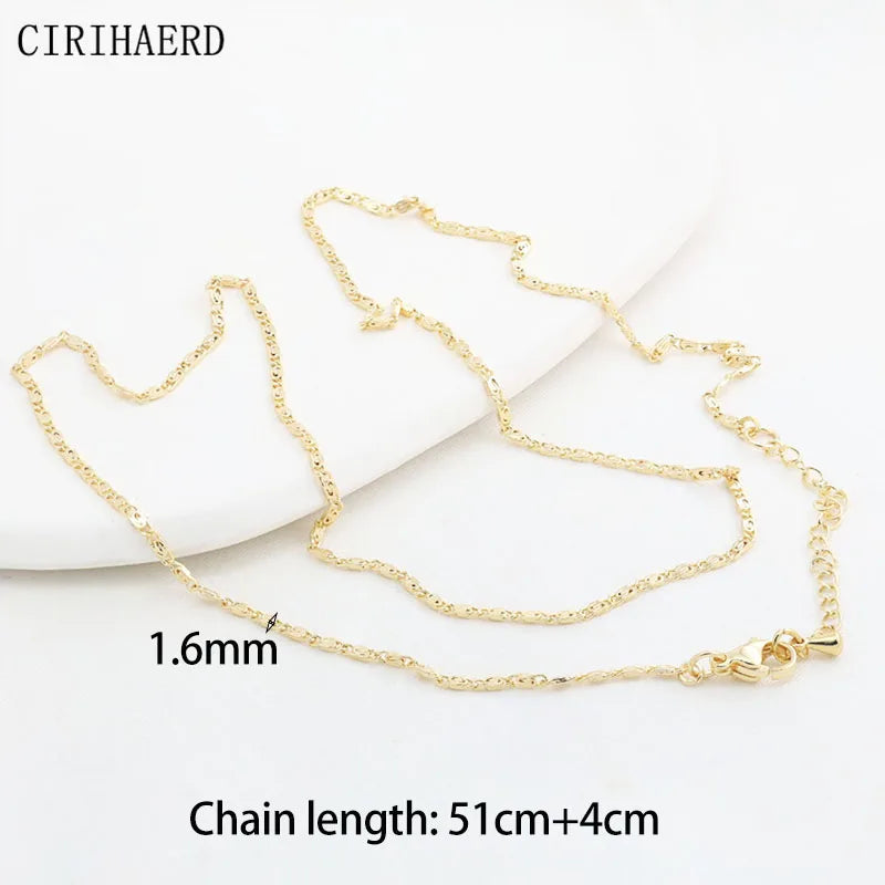 Women's Necklace Chain 14K Gold Plated Fashion Pendant Connecting Chains For DIY Jewelry Making Supplies Length Adjustable Chain