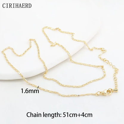 Women's Necklace Chain 14K Gold Plated Fashion Pendant Connecting Chains For DIY Jewelry Making Supplies Length Adjustable Chain